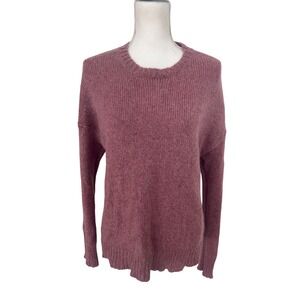 Eileen Fisher Cozy Ribbed Knit Sweater Pullover Crewneck Mauve Plum Casual‎